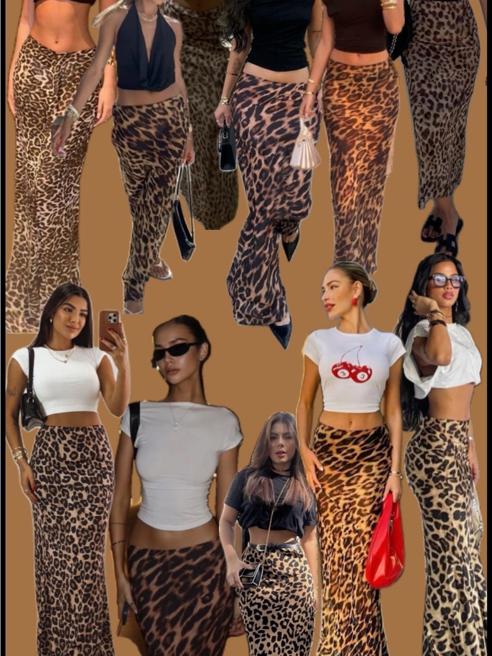 Dolce & Gabbana Silk Leopard-Print Denim Maxi Skirt Sz 6 Brown Black Blue
